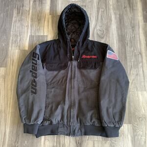 Vintage Snap On Canvas Jacket Men's Size L Heavyweight Hooded Two Toned Rare